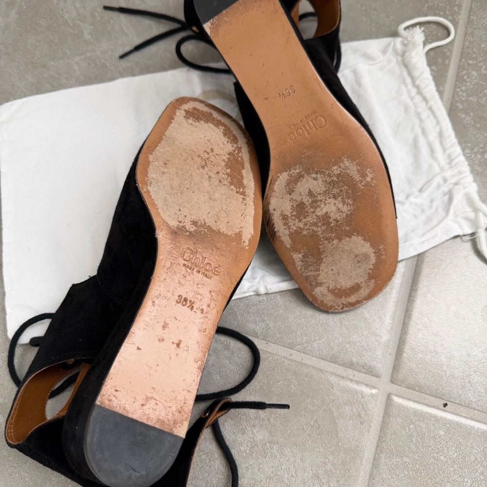 Chloe Black Suede Gladiator Foster Sandals - Picture 4 of 6